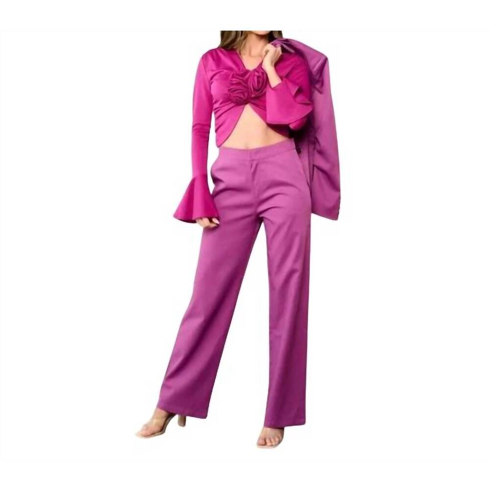 NEW PEEKSKILL top, blazer and pants 3 piece suit set in fuschia